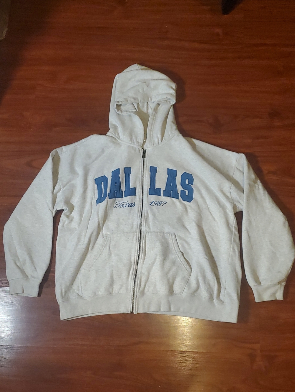 Aeropostale Dallas Zip-Up Hoodie Sweatshirt - Light Gray with Blue Logo